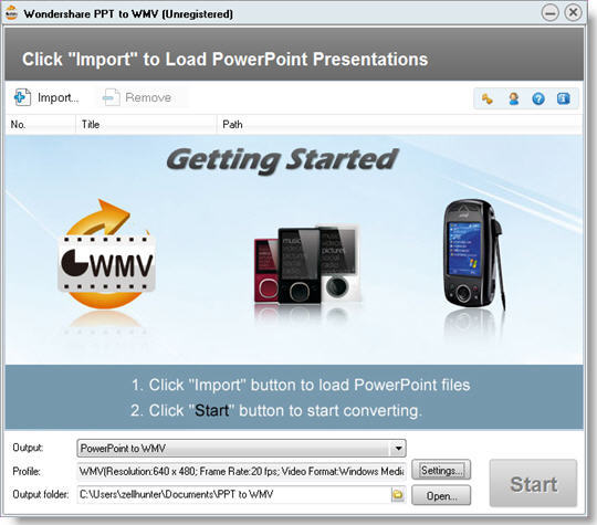 Screenshot of Wondershare PPT to WMV