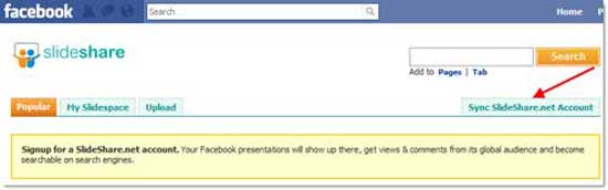 Syne your Facebook and SlideShare account