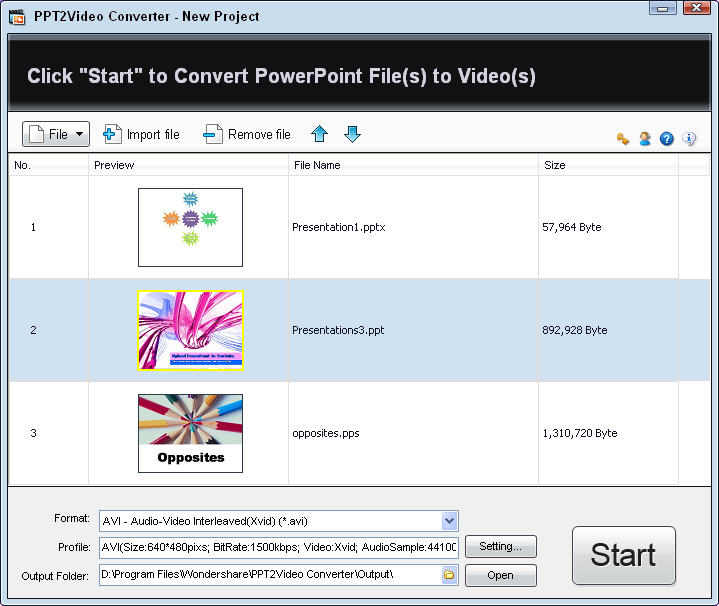 Screenshot of Wondershare PPT2Video Converter