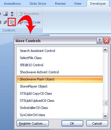 Add Shockwave Flash Object